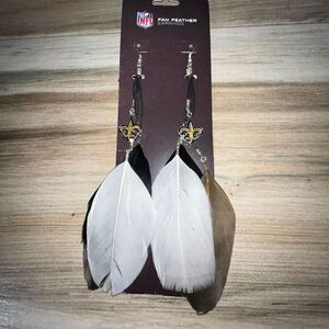 NFL New Orleans Saints Fan Feather Dangle Earrings Hook Ear Jewelry Women’s